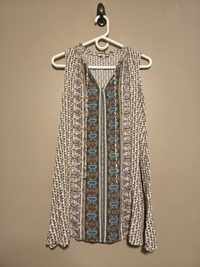 Umgee Boho Paisley Floral Sleeveless Tunic Dress S